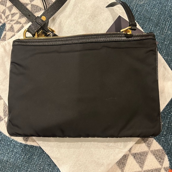 Prada Tessuto Nylon Soft Calf Double Zip Crossbody Bag - Picture 4 of 11